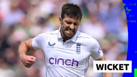 England's Mark Wood celebrates taking a wicket