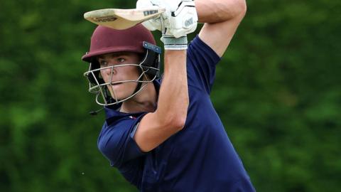 Archie Vaughan in batting practice