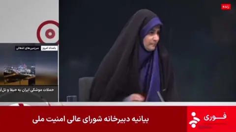 Grab from The Islamic Republic of Iran News Network as debris fell in studio