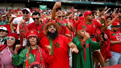 Moroccan fans in stadium