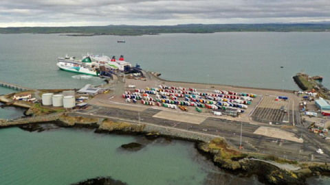 The Holyhead to Dublin ferry, Ulysses, operated by Irish Ferries, leaves port on January 01, 2021