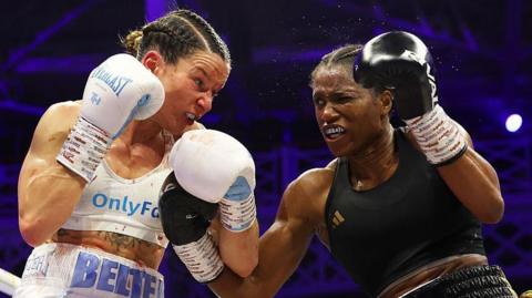 Caroline Dubois lands a punch on Terri Harper