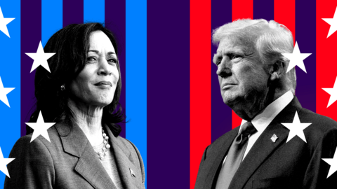 ý graphic depicting Kamala Harris and Donald Trump