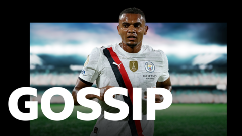 Manuel Akanji with the word Gossip at the forefront of him.
