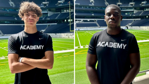 Rafael Blaksatad, left, and Nana Agyemang at the Tottenham Hotspur Stadium