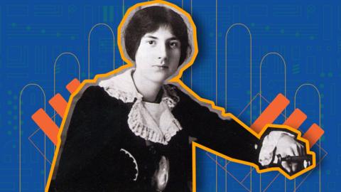 Lili Boulanger on colourful background