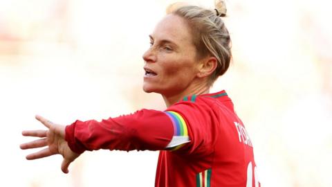 Jess Fishlock during her final appearance for Wales in October 