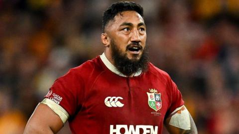 Bundee Aki looks skywards during a Lions Test in Australia