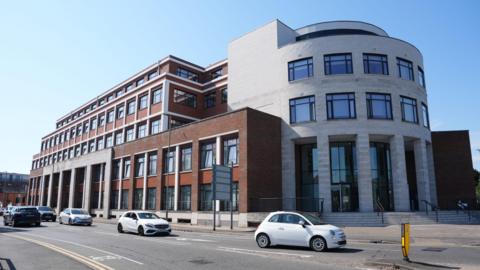 General View of Syward Place in Chertsey on the junction of Bell Bridge Road and Pyrcroft Road.