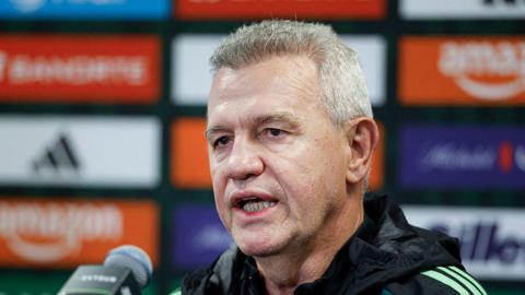 Mexico manager Javier Aguirre speaking to the media