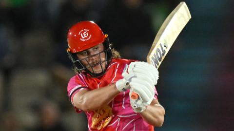 Welsh Fire batter Tom Kohler-Cadmore plays a shot