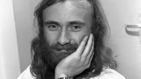 Picture shows Genesis (Phil Collins) backstage at Top of the Pop