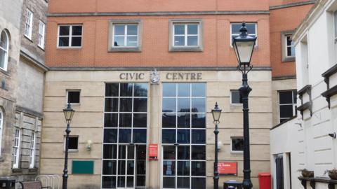 The entrance to Stoke On Trent City Council's Civic Centre