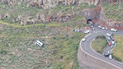 The bus down the ravine in San Sebastián de La Gomera