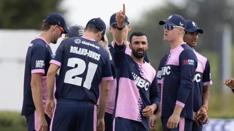 Zafar Gohar celebrates wicket of Ben Stokes