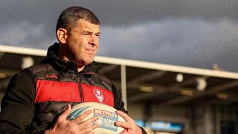 St Helens boss Paul Wellens looks on