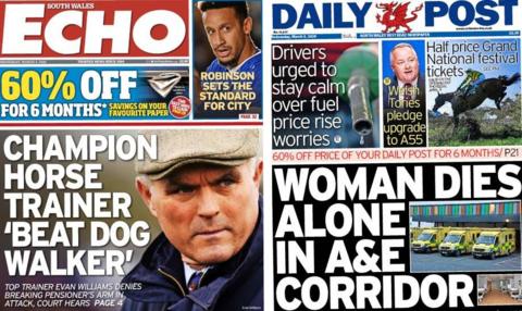 Front page of the South Wales Echo and Daily Post