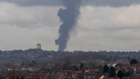 The fire on Danks Way near Great Bridge in Tipton