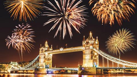 Fireworks over tower bridge