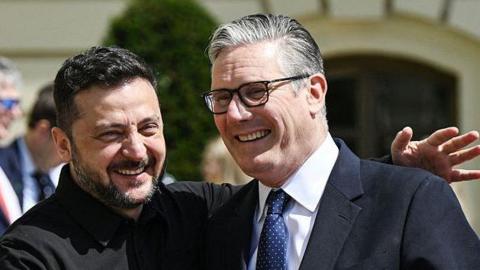 Volodymyr Zelensky welcomes UK Prime Minister Keir Starmer