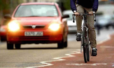 Cyclist on a cycle lane