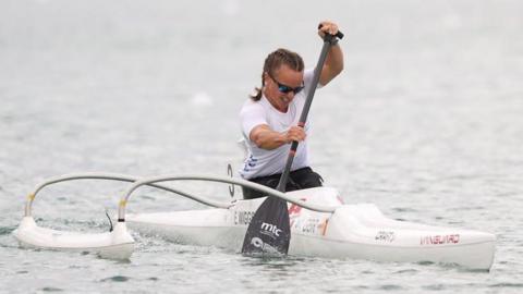 Para-canoeist Emma Wiggs in action in the VL2 final at the 2022 European Championships