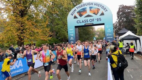 Runners set off from the start line of the Oxford Half.