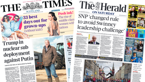 COMPOSITE OF TIMES AND HERALD FRONT PAGES