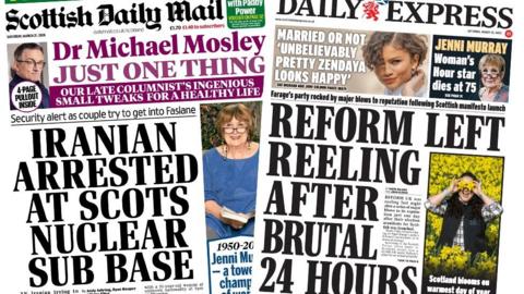 The Scottish Daily Mail and Scottish Daily Express front pages