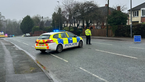 Police at the scene of a crash in Crewe