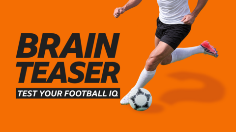 A generic picture of an unknown footballer beside the words: "Brainteaser test your football IQ"