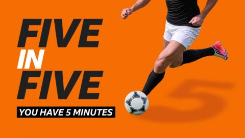 A generic picture of an unknown footballer beside the words: "Five in Five you have five minutes"