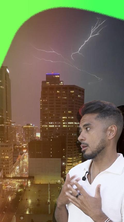 Sami Mokbel in front of a stormy Kansas City skyline