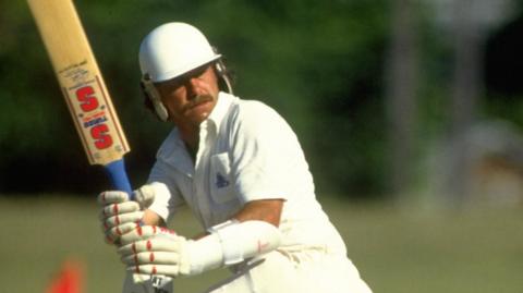 Wayne Larkins batting for England against West Indies in 1990