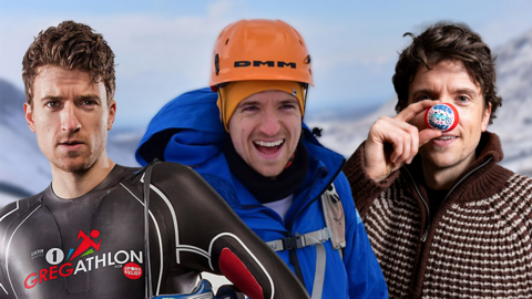 Greg James over the last 10 years, doing a variety of Red Nose Day challenges