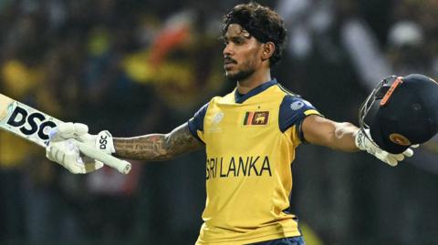 Pathum Nissanka celebrates his century