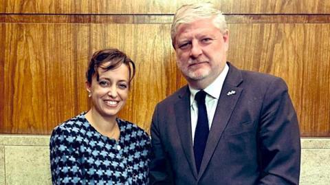 The UK's deputy ambassador to Israel Daniela Grudsky and Culture Secretary Angus Robertson