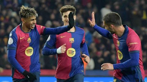 Barcelona players celebrate