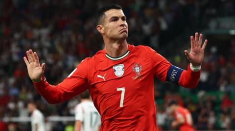 Cristiano Ronaldo celebrates a goal
