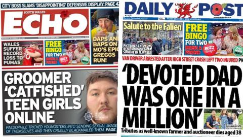 South Wales Echo and Daily Post front pages