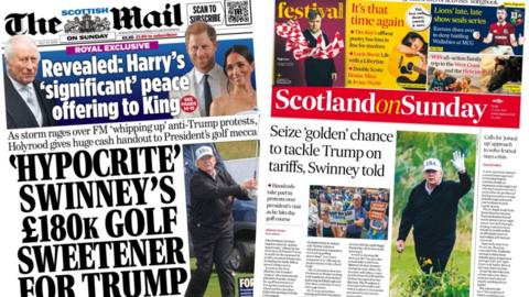 Front pages of the Daily Mail on Sunday and Scotland on Sunday