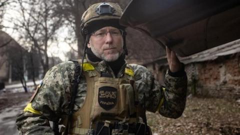 A medic in the field hospital in Bakhmut