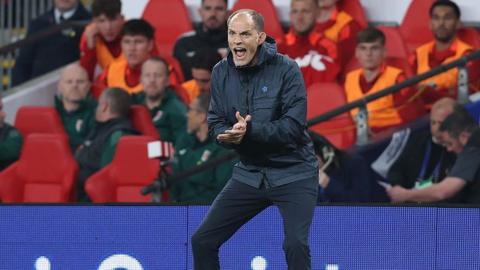 Thomas Tuchel shouting instructions during England v Wales