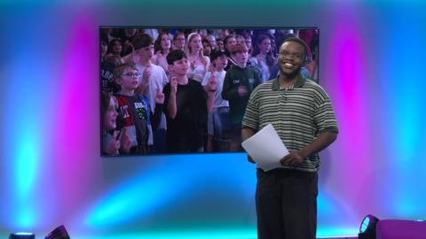 De-Graft on the Newsround set