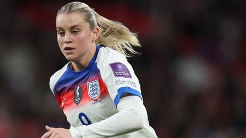 Alessia Russo of England in action during the Fifa Women's World Cup Qualifying match between England Women and Spain at Wembley Stadium.