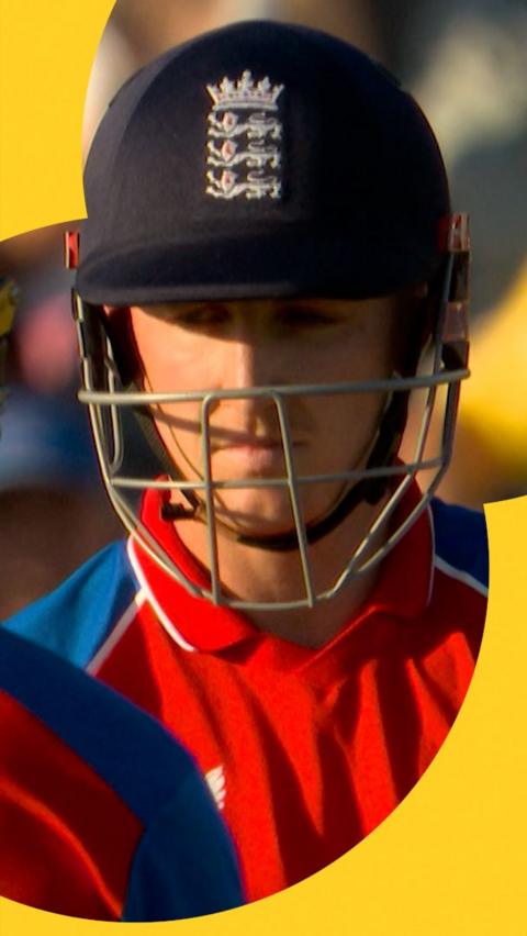 Harry Brook looks at the crowd after batting for England against India