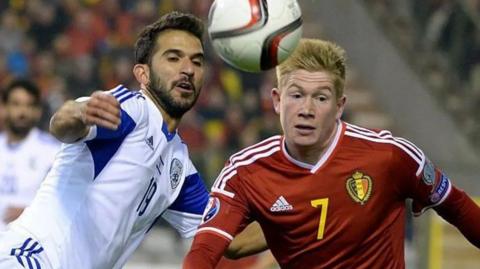 Kevin de Bruyne in action for Belgium against Israel