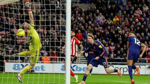 Nick Woltemade scores an own goal as Sunderland take the lead against Newcastle United at the Stadium of Light on 14 December, 2025