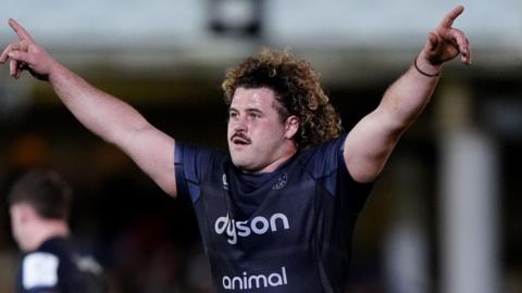 Alfie Barbeary of Bath celebrates