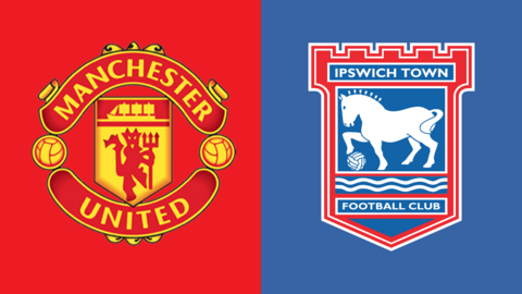 Manchester United and Ipswich Town club badges